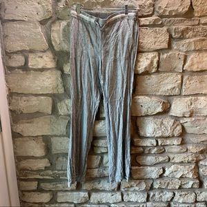 Charcoal and white striped bootcut comfy pants